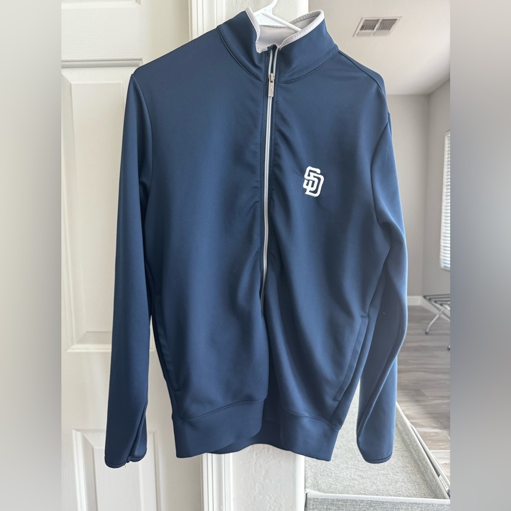Antigua Men’s San Diego Padres Navy and Gray Zip-Up Jacket men’s size small GUC